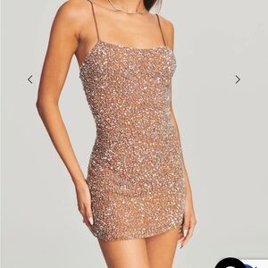 DIONNE SEQUIN DRESS - Nude/ Silver